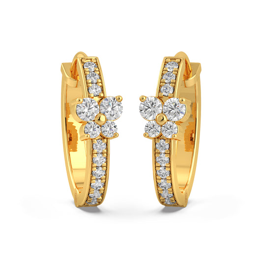 Diamond Cluster Hoop Earrings Diamond Cluster Hoop Earrings - Yellow