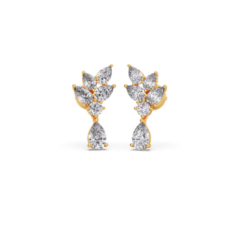 Pear & Round Diamond Dangle Earrings