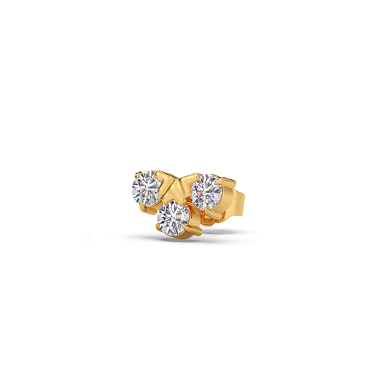 Round Floral Diamond Stud Earrings Round Floral Diamond Stud Earrings - Yellow