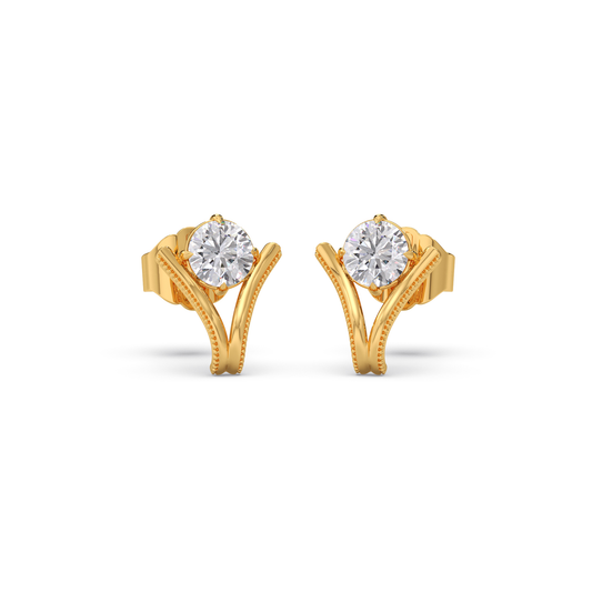 Four-Prong Round Diamond Stud Earrings Four-Prong Round Diamond Stud Earrings - Yellow