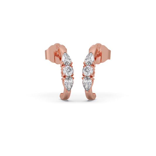 Luminous Pear & Round Diamond Stud Earrings Luminous Pear & Round Diamond Stud Earrings - Rose