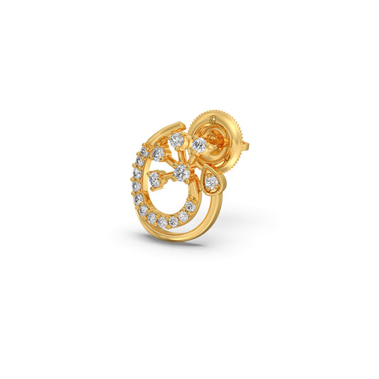 Round Diamond Floral Swirl Earrings Round Diamond Floral Swirl Earrings - Yellow