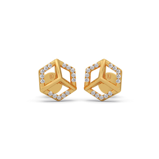 card-product Convex Hexagon Diamond Stud Earrings
