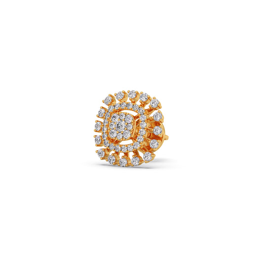 Round Diamond Cluster Halo Stud Earrings Round Diamond Cluster Halo Stud Earrings - Yellow