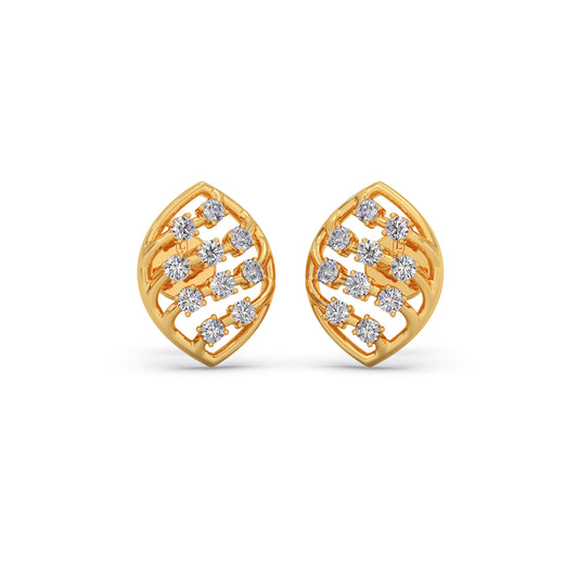 card-product Round Diamond Leaf Stud Earrings
