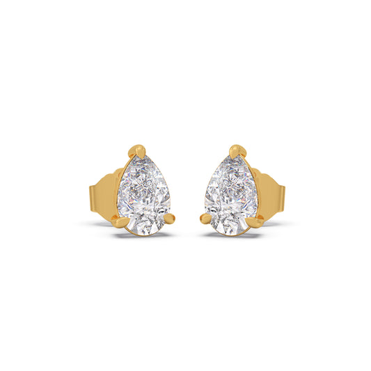 1.01 ct Pear-Shaped Diamond Solitaire Stud Earrings 1.01 ct Pear-Shaped Diamond Solitaire Stud Earrings - Yellow