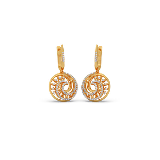 Crescent Swirl Diamond Huggies Earrings Crescent Swirl Diamond Huggies Earrings - Yellow