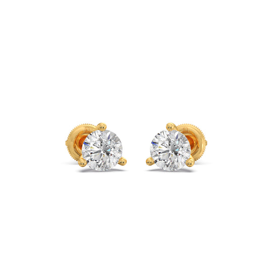 3-Prong Set Round Diamond Solitaire Stud Earrings 3-Prong Set Round Diamond Solitaire Stud Earrings - Yellow