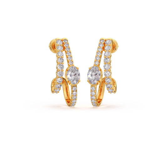 Lunara Oval Solitaire Hoop Earrings Lunara Oval Solitaire Hoop Earrings - Yellow