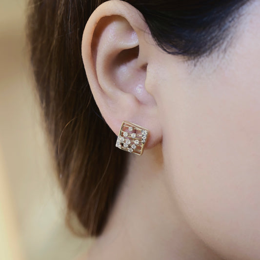 Celestia Square Diamond Stud Earrings Celestia Square Diamond Stud Earrings