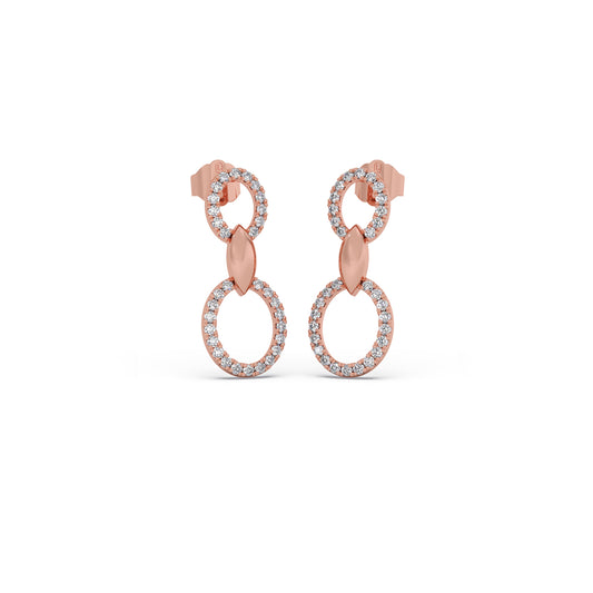 Round Ovale Dangling Earrings Round Ovale Dangling Earrings - Rose