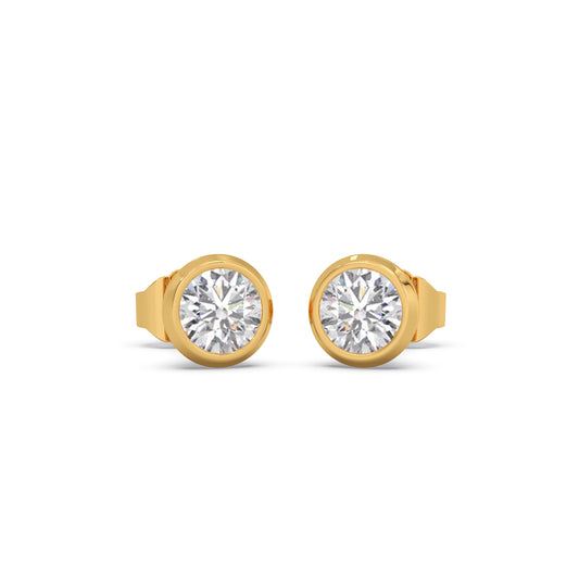 Round Solitaire Stud Earrings Round Solitaire Stud Earrings - Yellow