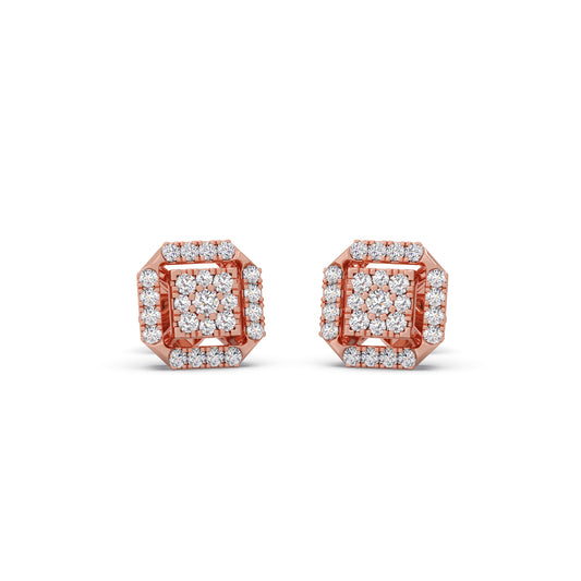 Octagon Cluster Diamond Stud Earrings Octagon Cluster Diamond Stud Earrings - Rose