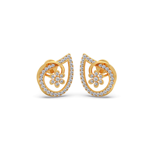 Swirl Bloom Round Diamond Stud Earrings Swirl Bloom Round Diamond Stud Earrings - Yellow