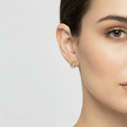 Swirl Bloom Round Diamond Stud Earrings Swirl Bloom Round Diamond Stud Earrings - MQ