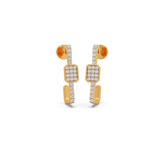 Square Cluster Diamond Hoops Earrings Square Cluster Diamond Hoops Earrings - Yellow