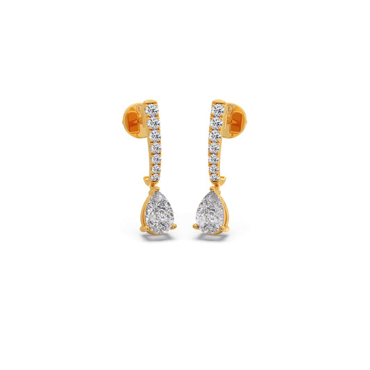 0.50 ct Pear Solitaire Cascade Hoops Earrings 0.50 ct Pear Solitaire Cascade Hoops Earrings - Yellow