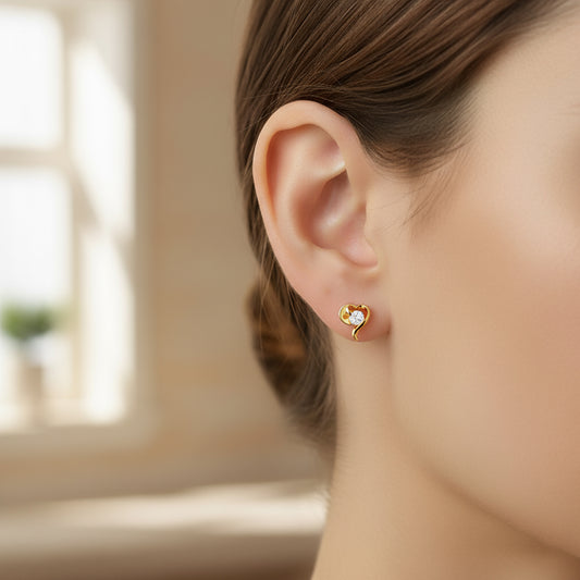 Romantic Heart Solitaire Diamond Stud Earrings Romantic Heart Solitaire Diamond Stud Earrings