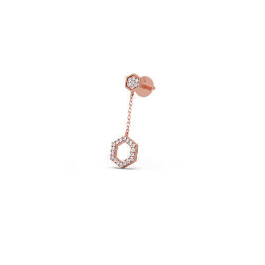 Gold Hexagon Diamond Dangle Earrings Gold Hexagon Diamond Dangle Earrings - Rose