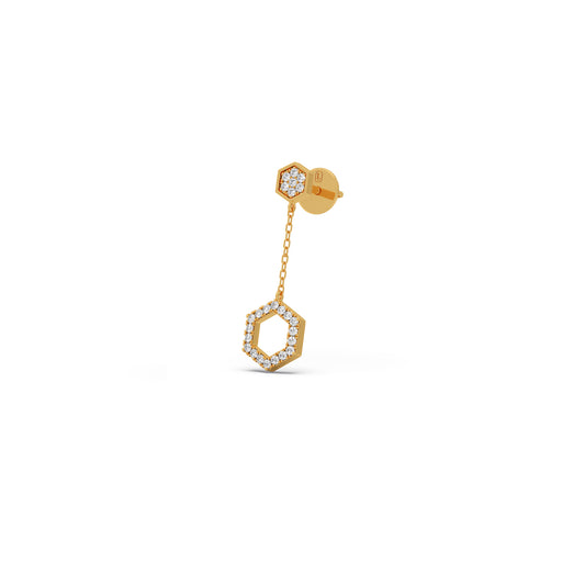 Gold Hexagon Diamond Dangle Earrings Gold Hexagon Diamond Dangle Earrings