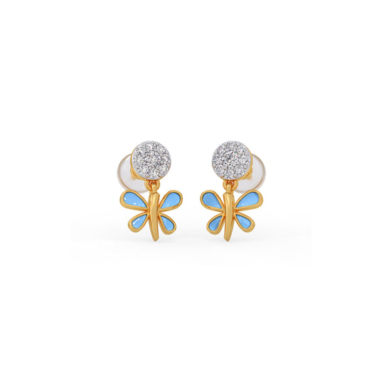 Little Butterfly Sparkle Diamond Kids Earrings Little Butterfly Sparkle Diamond Kids Earrings - Yellow