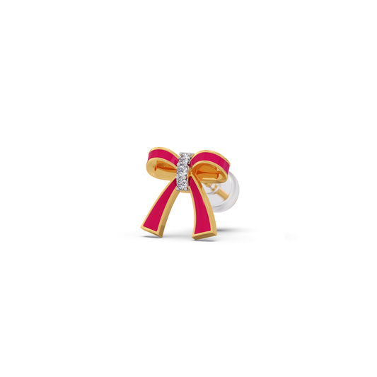 Pretty in Pink Enamel Bow Diamond Kids Earrings Pretty in Pink Enamel Bow Diamond Kids Earrings - Yellow
