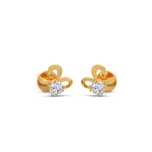 Round Diamond Ribbon Earrings Round Diamond Ribbon Earrings - Yellow