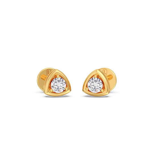 Triangle Sparkle Round Diamond Studs Triangle Sparkle Round Diamond Studs - Yellow