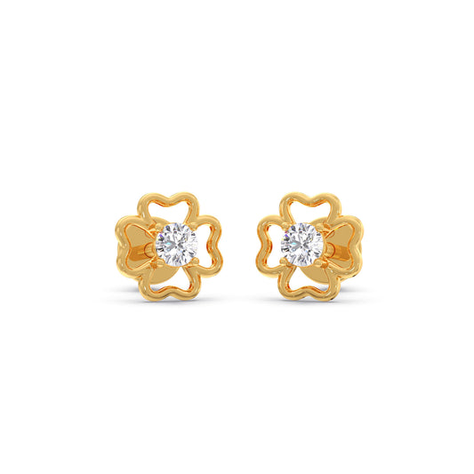 The Lucky Clover Round Diamond Earrings The Lucky Clover Round Diamond Earrings - Yellow