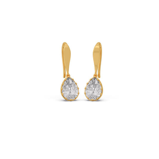 2 cts Rose Cut Pear Shape Solitaire Diamond Earrings 2 cts Rose Cut Pear Shape Solitaire Diamond Earrings - Yellow