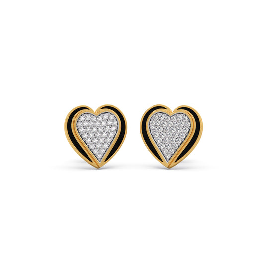 Ceramic Heart Diamond Stud Earrings Ceramic Heart Diamond Stud Earrings - Yellow