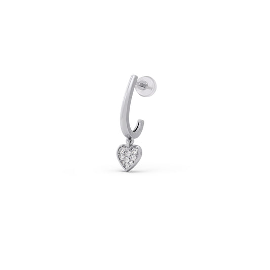 Heart Dangling Diamond Kids Hoop Earrings Heart Dangling Diamond Kids Hoop Earrings - White