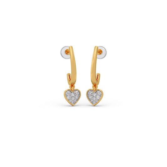 Heart Dangling Diamond Kids Hoop Earrings Heart Dangling Diamond Kids Hoop Earrings - Yellow