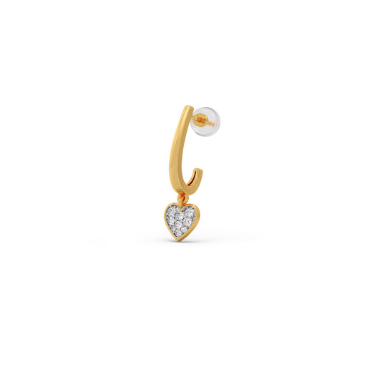 Heart Dangling Diamond Kids Hoop Earrings Heart Dangling Diamond Kids Hoop Earrings - Yellow