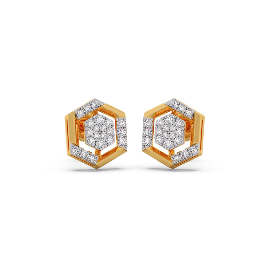 Gilded Honeycomb Diamond Stud Earrings Gilded Honeycomb Diamond Stud Earrings - Yellow