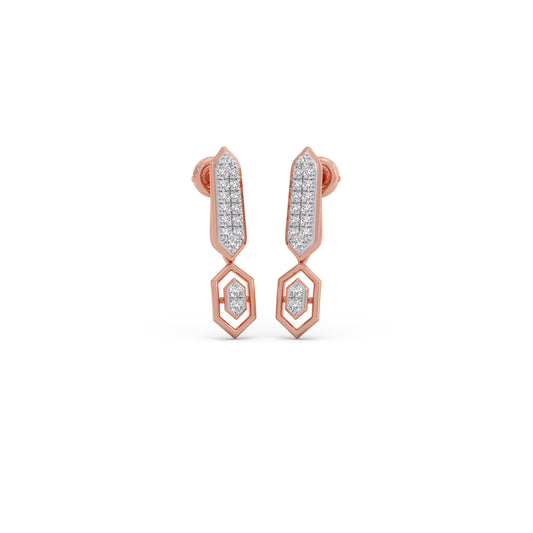 Duo-Hexagon Diamond Drop Earrings Duo-Hexagon Diamond Drop Earrings - Rose