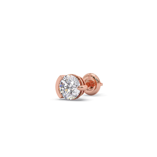 Half-Bezel Round Solitaire Men's Stud Half-Bezel Round Solitaire Men's Stud - Rose