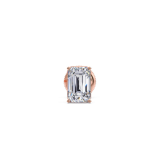 Glassy Emerald Cut Solitaire Men's Stud Glassy Emerald Cut Solitaire Men's Stud - Rose