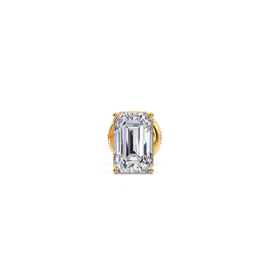Sophisticated Emerald Cut Solitaire Men's Stud Sophisticated Emerald Cut Solitaire Men's Stud - Yellow