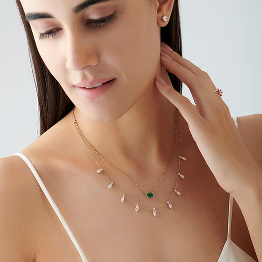 Mixed Cut Diamond Dangle Necklace Mixed Cut Diamond Dangle Necklace