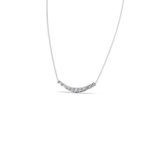 Baguette and Round Diamond Bar Necklace Baguette and Round Diamond Bar Necklace