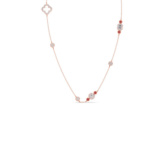 Mixed Shape Diamond and Gemstone Necklace Mixed Shape Diamond and Gemstone Necklace - Rose