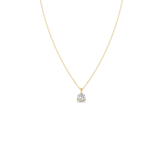 Delicate Three Prong Round Diamond Necklace Delicate Three Prong Round Diamond Necklace - Yellow