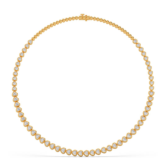 Heart Shaped Diamond Tennis Necklace Heart Shaped Diamond Tennis Necklace - Yellow