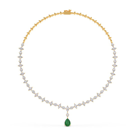 Marquise Diamond and Pear Gemstone Drop Necklace Marquise Diamond and Pear Gemstone Drop Necklace - Yellow