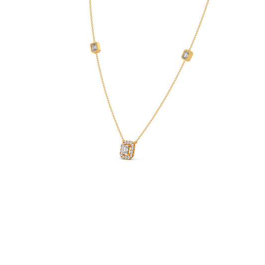 Emerald & Round Symmetry & Sparkle Diamond Necklace Emerald & Round Symmetry & Sparkle Diamond Necklace