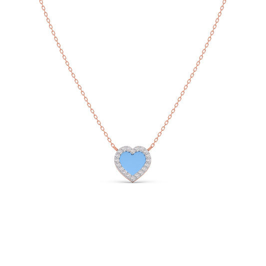 Blue Promise Heart Diamond Pendant Necklace Blue Promise Heart Diamond Pendant Necklace - Rose