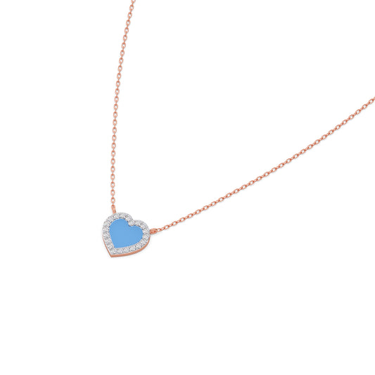 Blue Promise Heart Diamond Pendant Necklace Blue Promise Heart Diamond Pendant Necklace - Rose