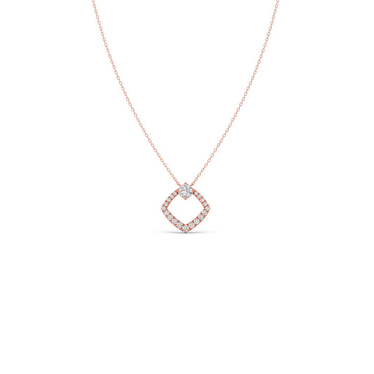 Geometric Shape Cushion Cut Diamond Necklace Geometric Shape Cushion Cut Diamond Necklace - Rose