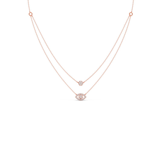 Dual Shine Evil Eye Diamond Layered Necklace Dual Shine Evil Eye Diamond Layered Necklace - Rose